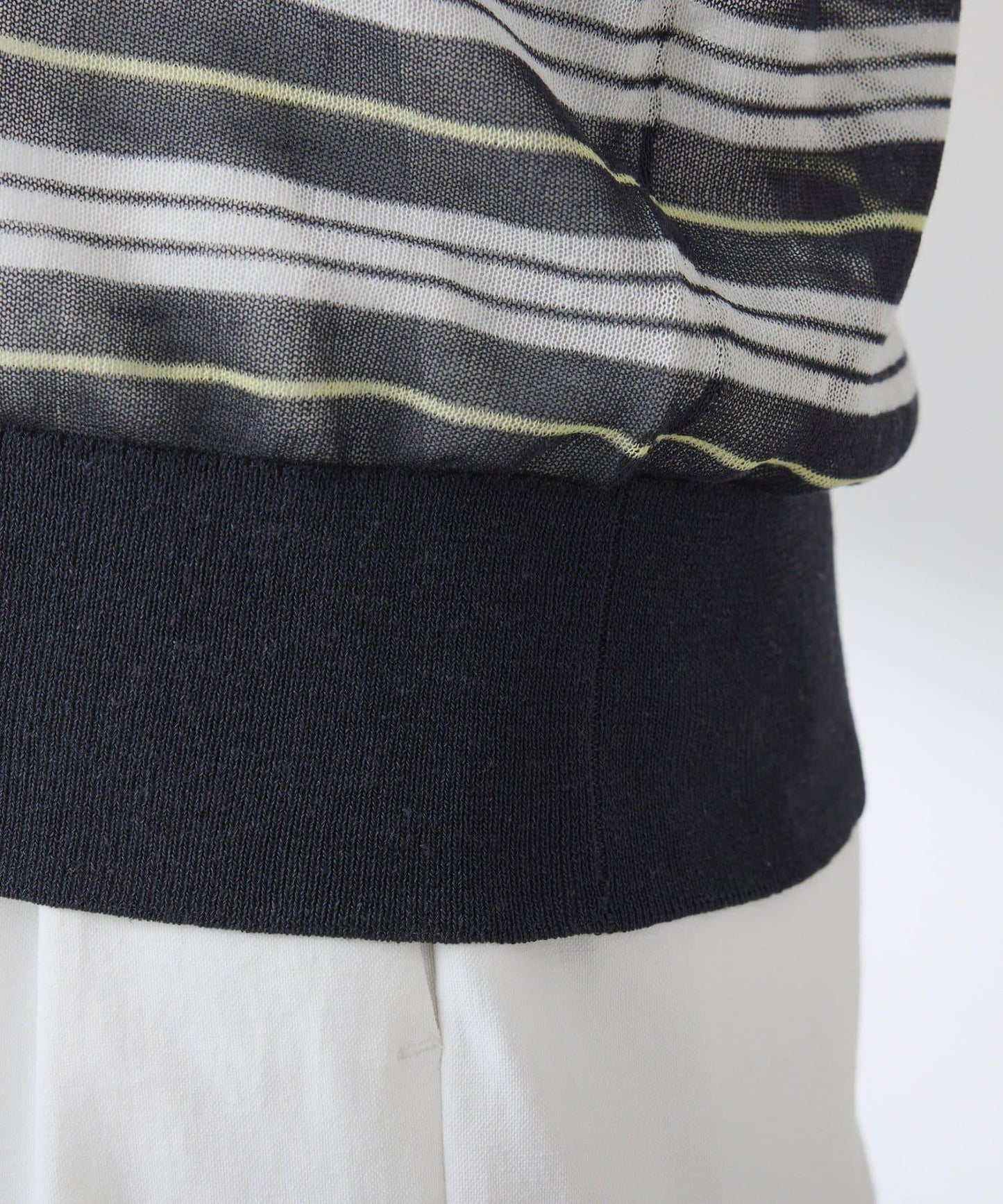 透紗條紋POLO領針織上衣