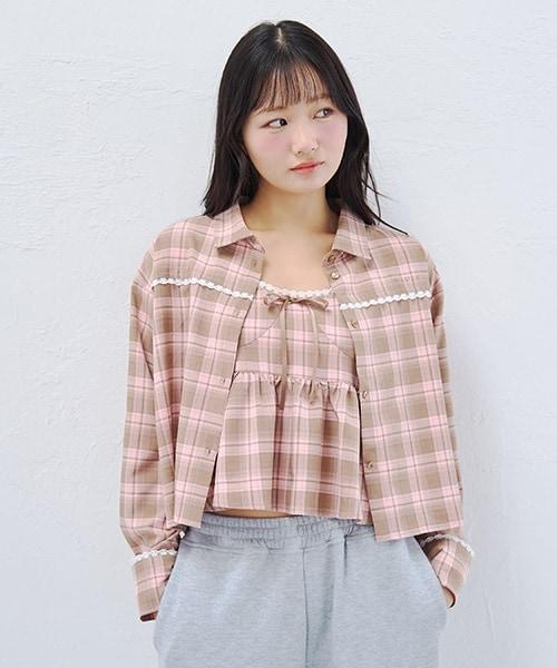 格紋襯衫搭配背心套裝