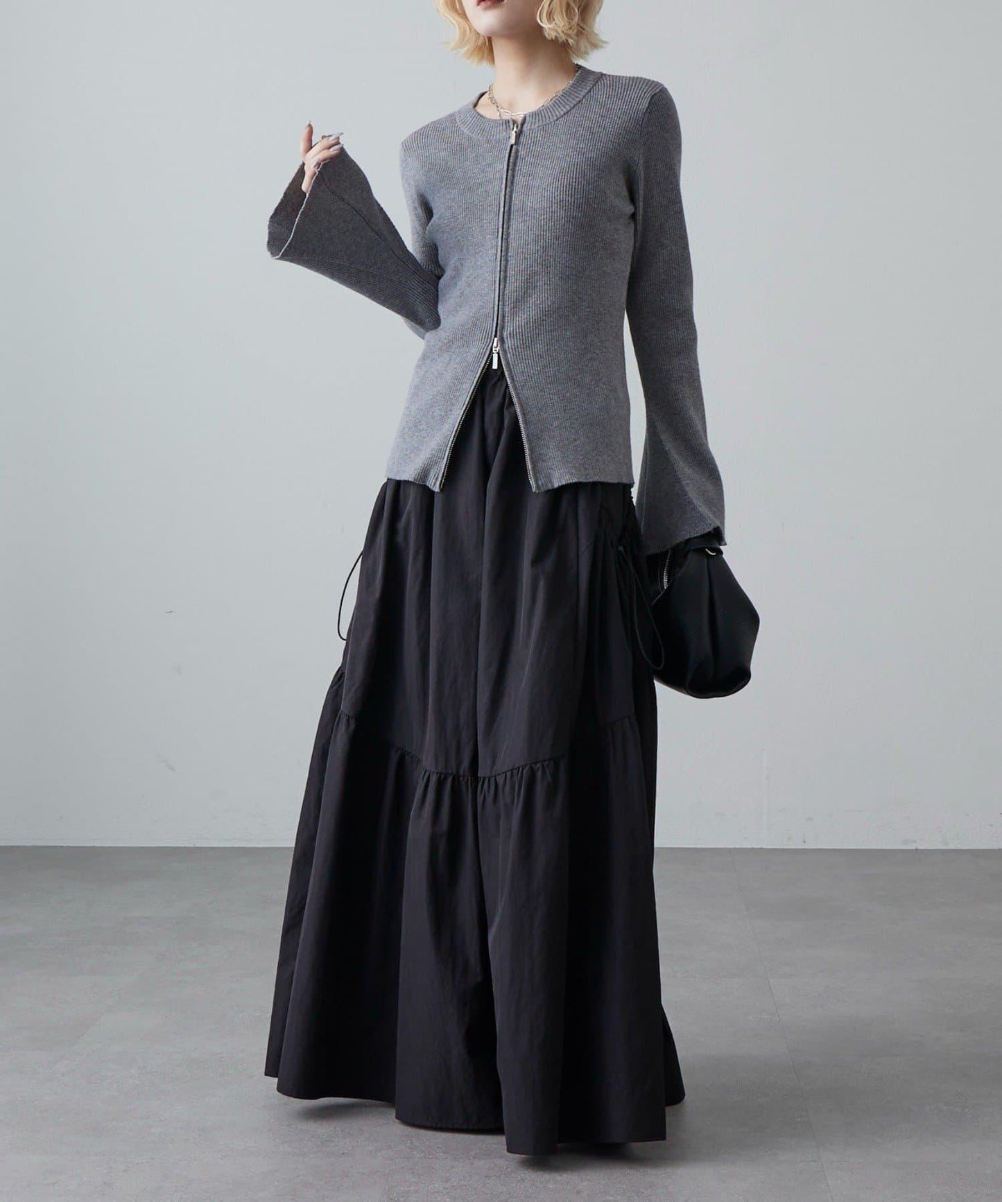 大口袋抽褶半身裙