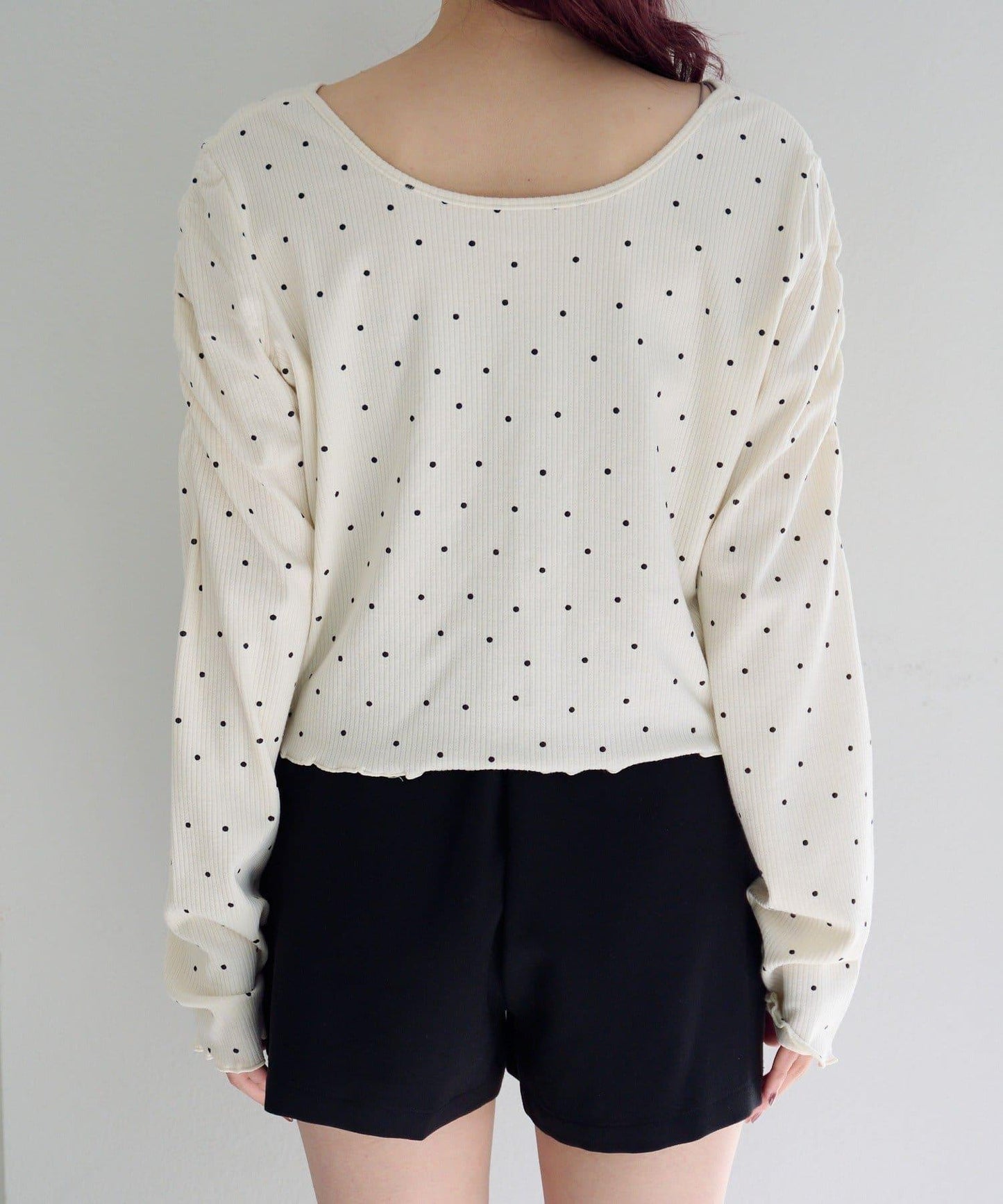 波點與純色 針拔羅紋 針織開衫