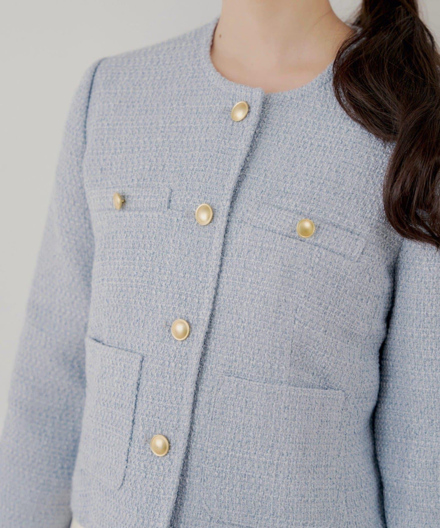 粗花呢金色紐扣 合作企劃系列 夾克