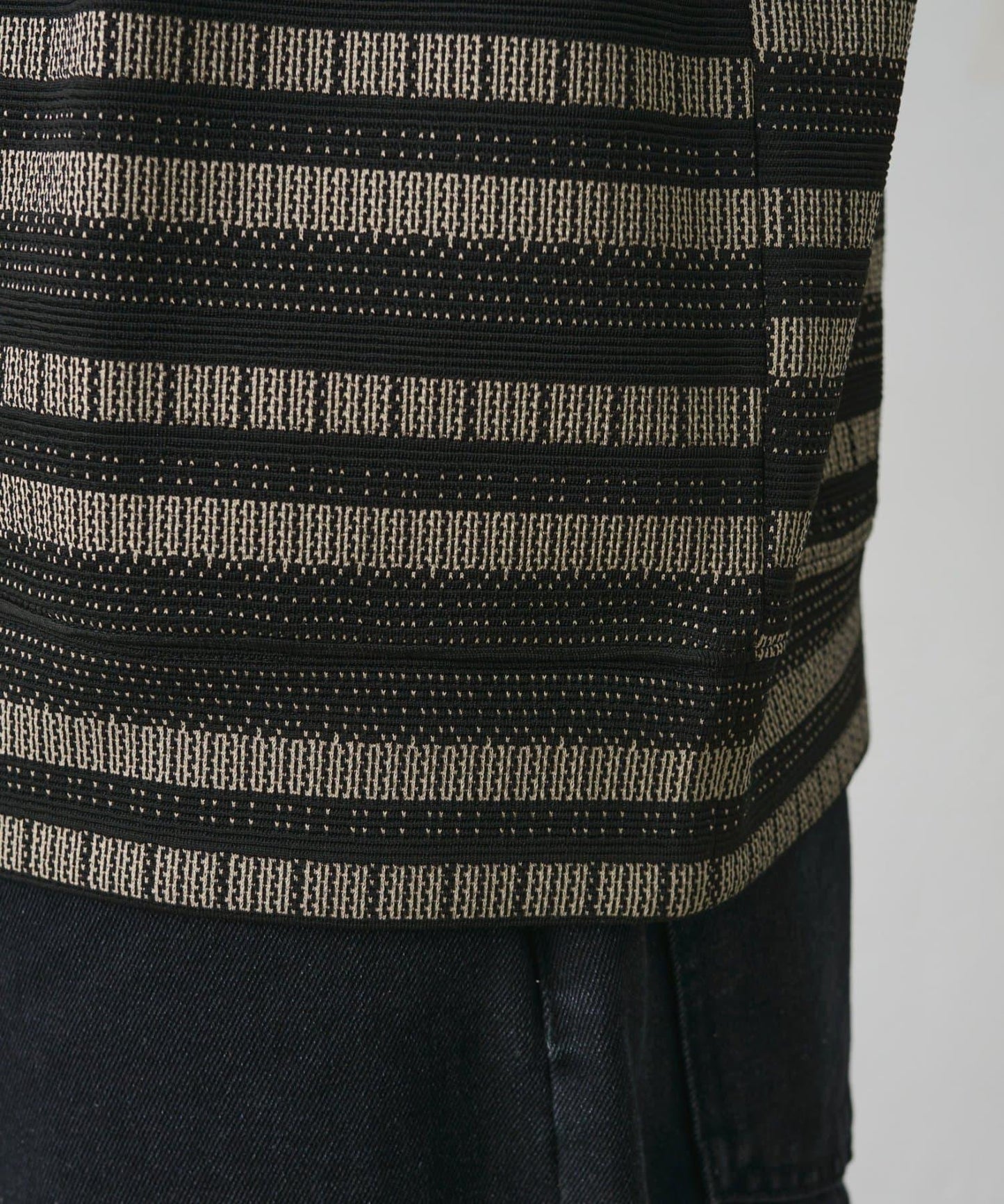 提花條紋拼接 長袖 T恤