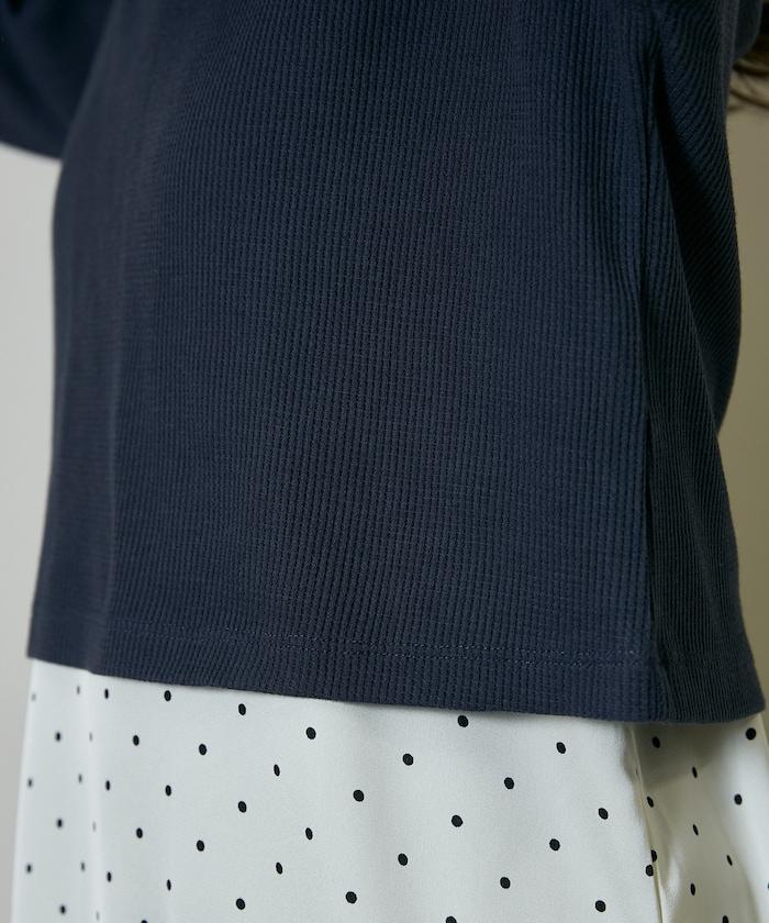 輕質華夫格亨利領長袖T恤