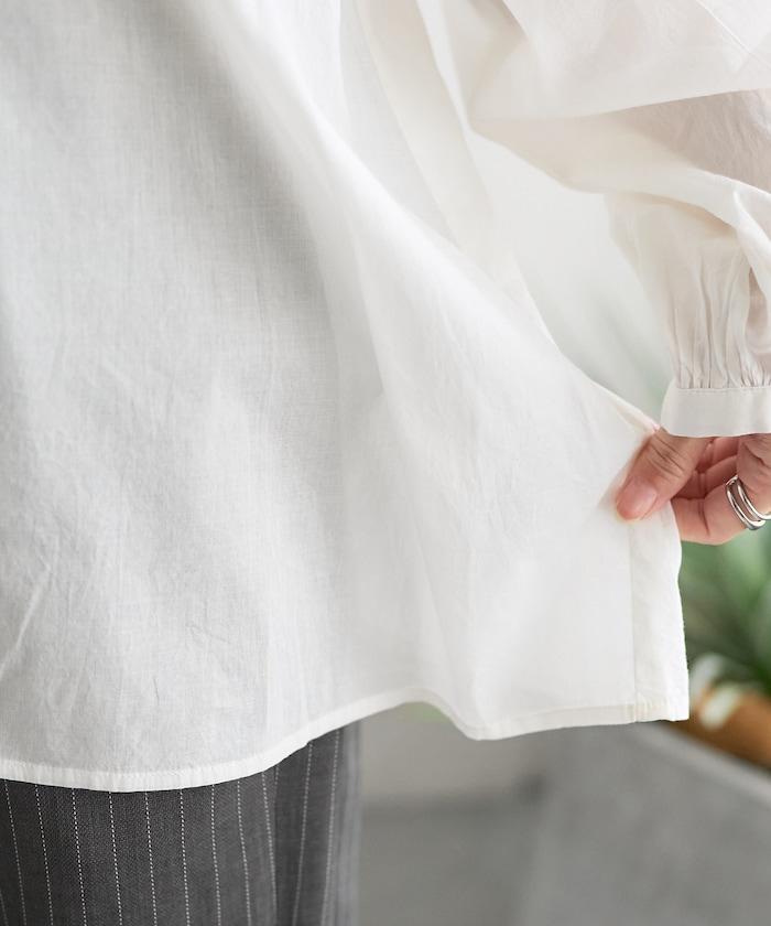 荷葉邊長袖印度薄紗女襯衫