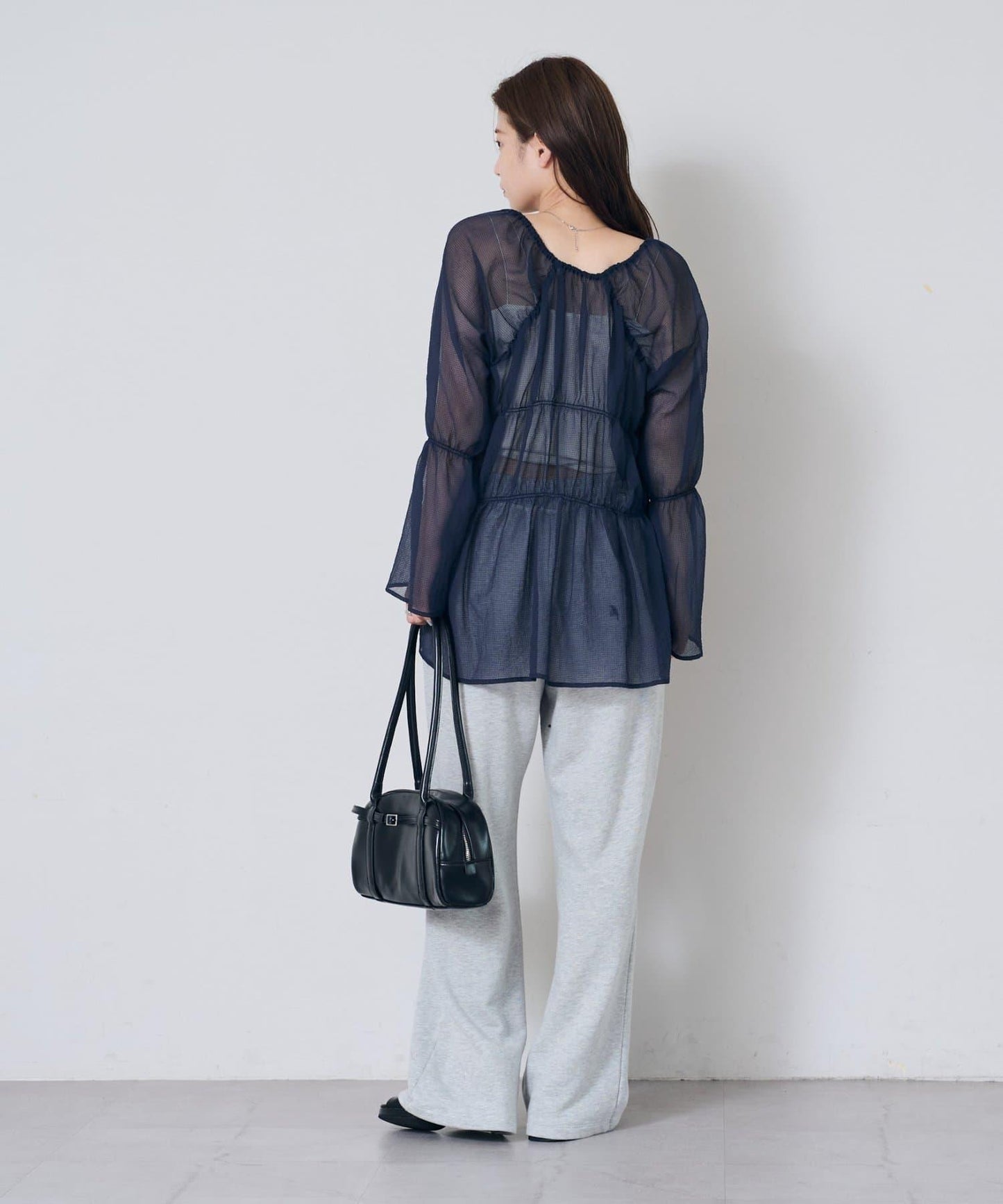 S.M尺碼可選 抽褶透紗 襯衫