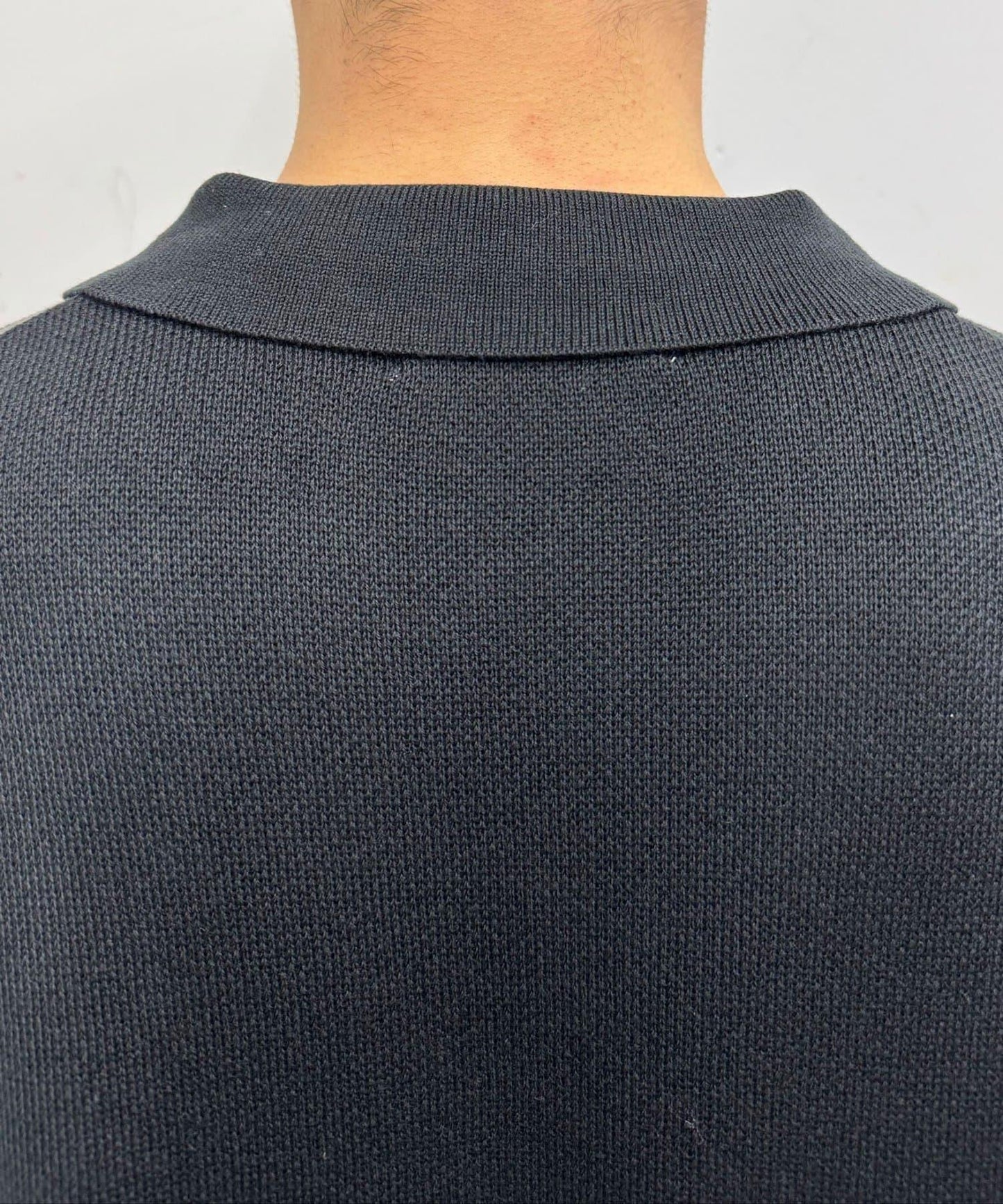 菱形格開領夏季針織POLO衫