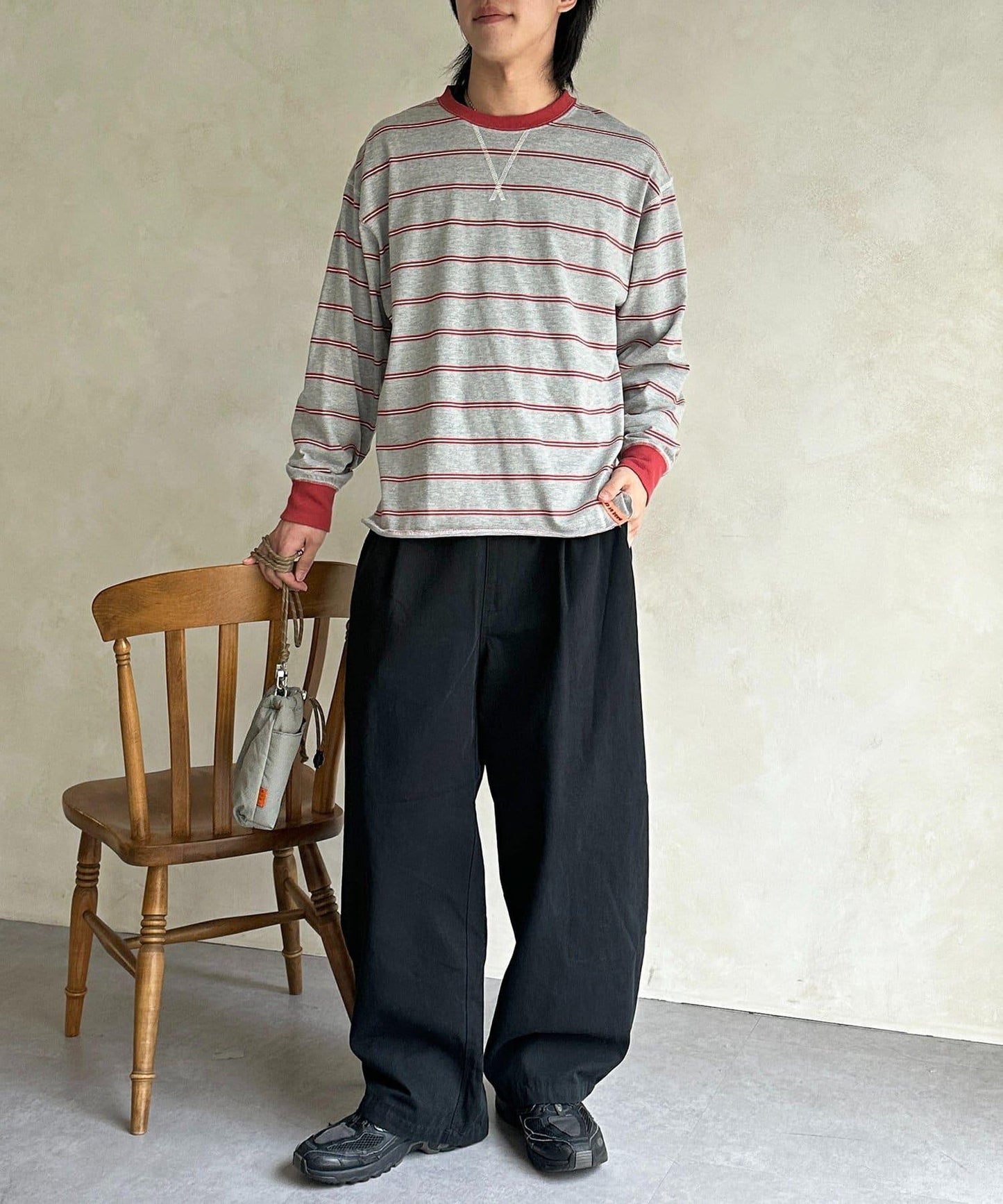 休閒彎刀帆布褲子