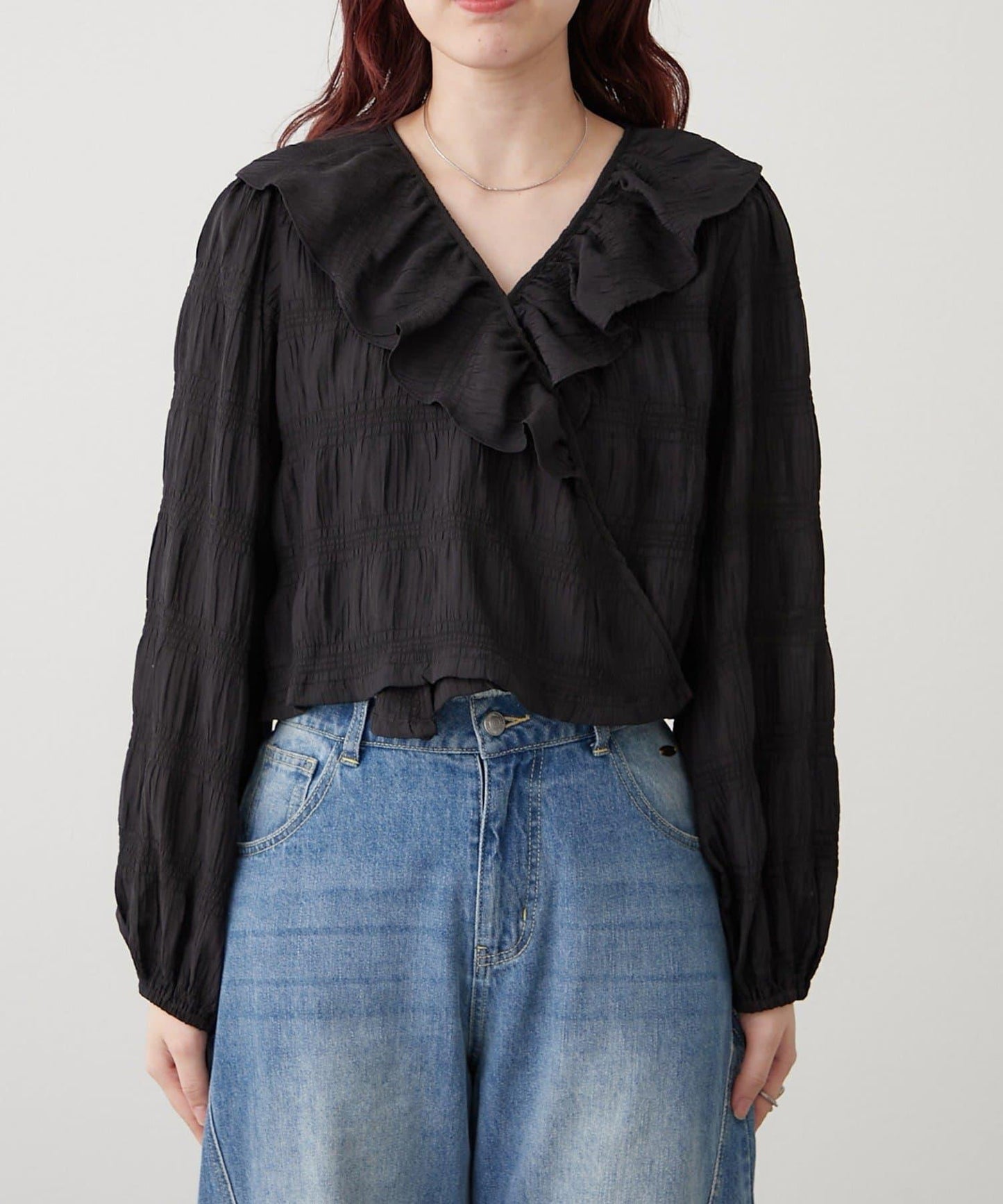 荷葉邊裹身襯衫