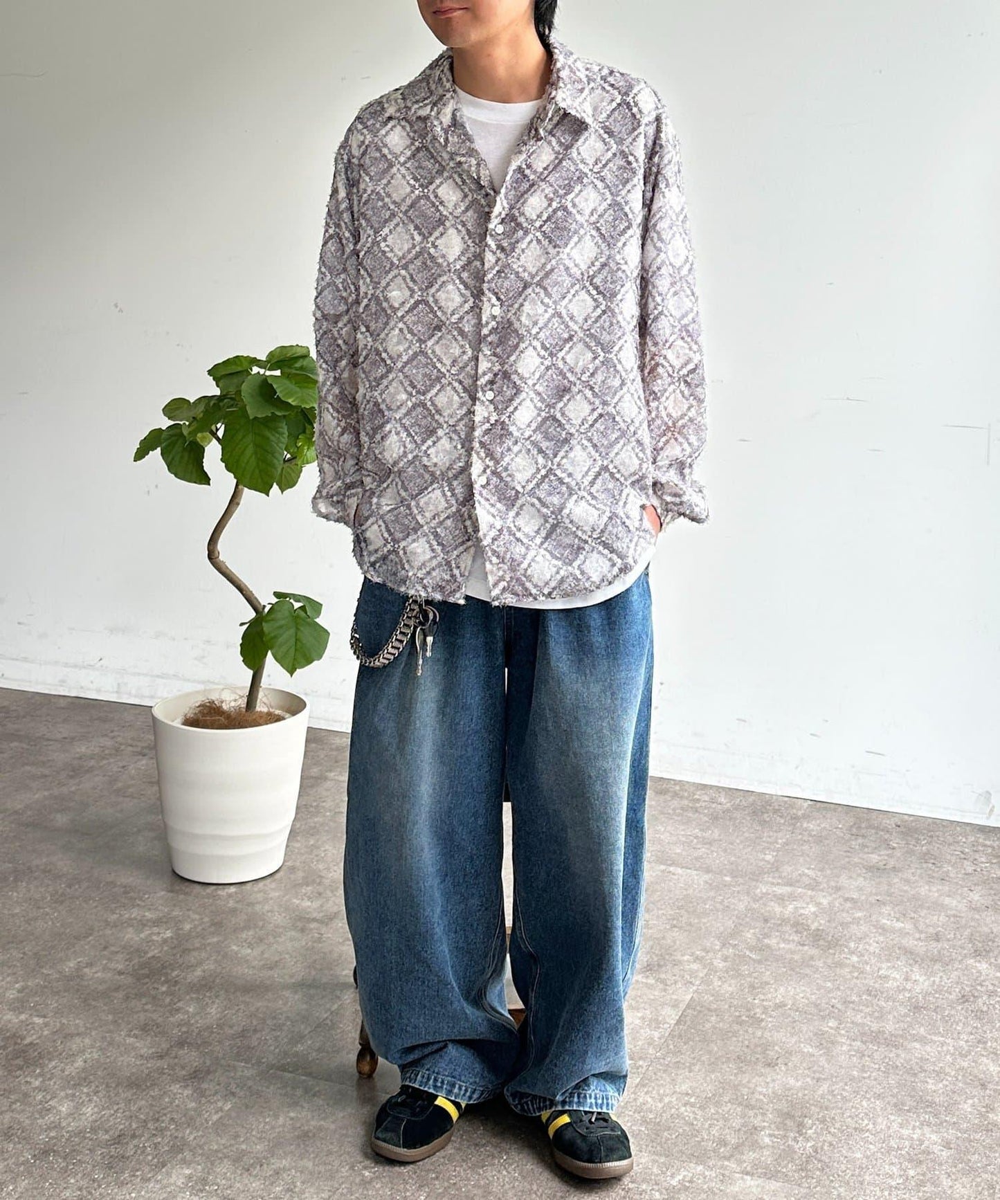 輕透提花全印花襯衫