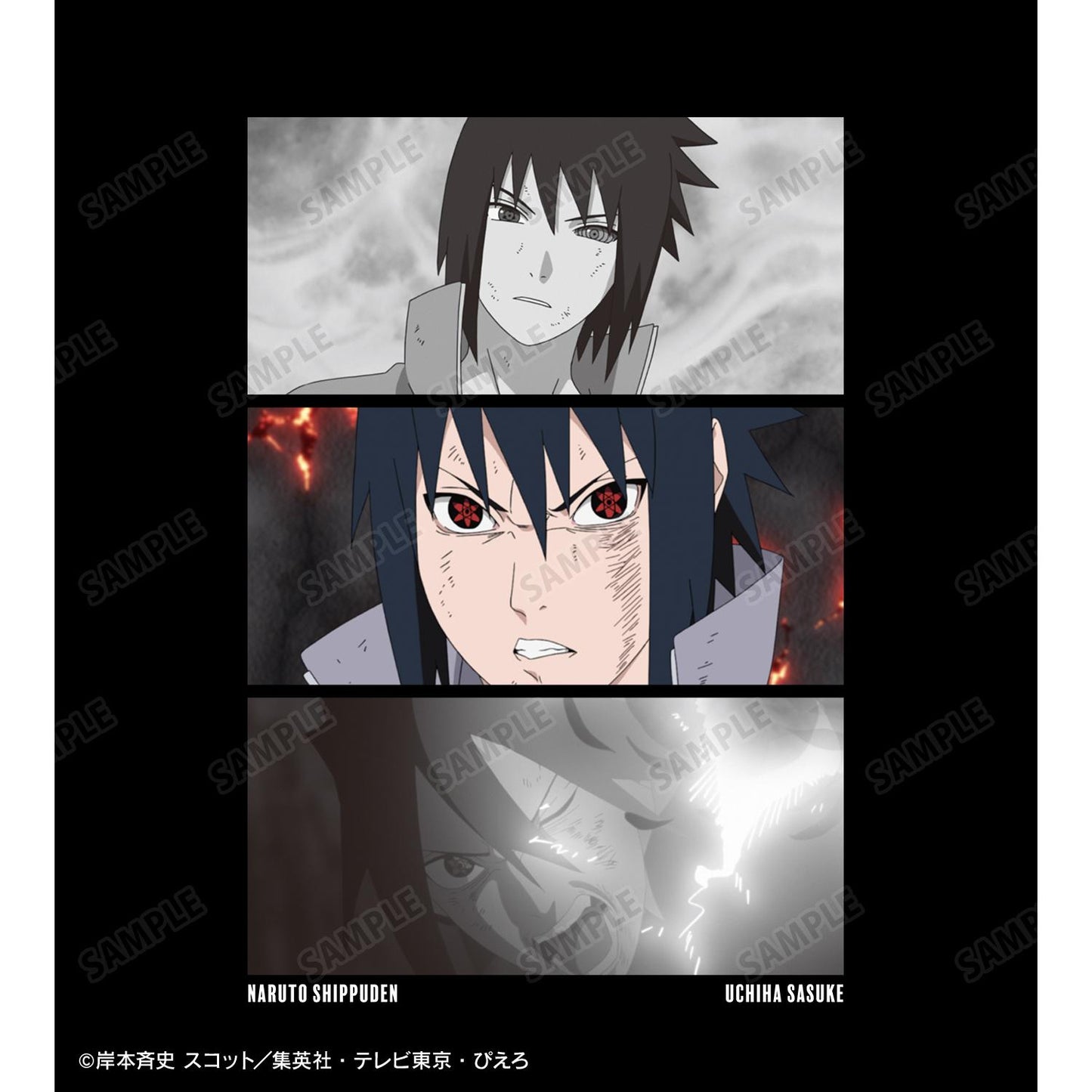 《火影忍者》-ナルト- 疾風伝(火影忍者疾風傳) うちはサスケ 場面寫T恤 男士 M款