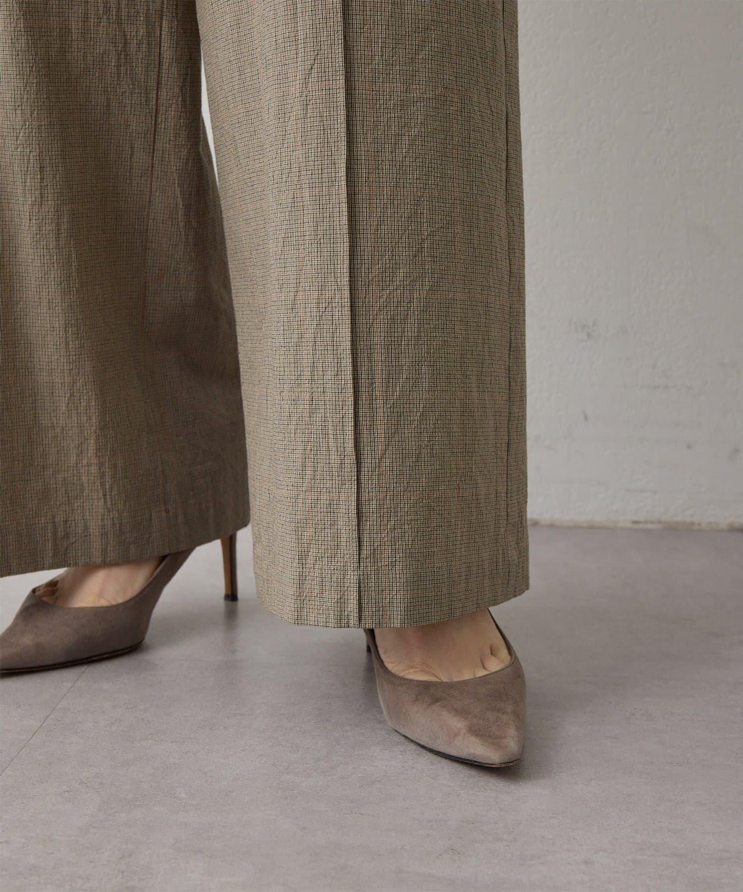 Drawing Numbers 有機棉格紋闊腿褲