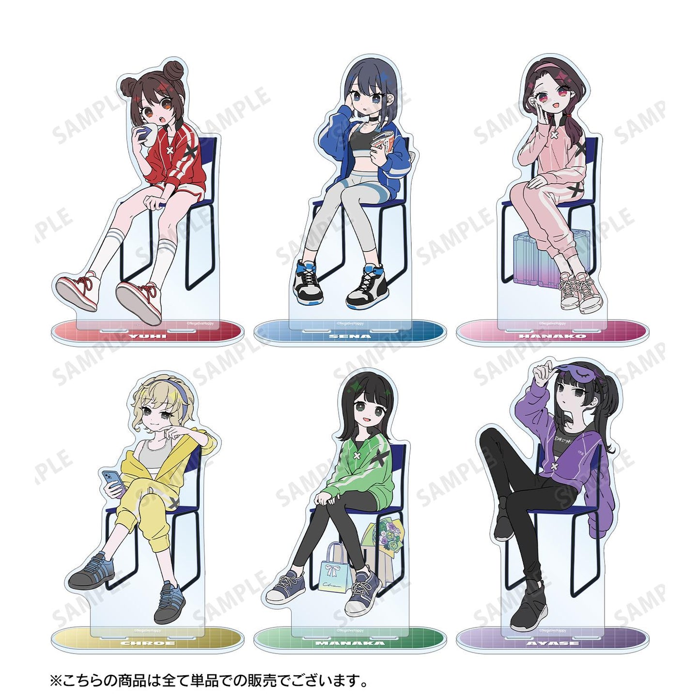 ネガティヴハッピィ(ネガティヴハッピィ) 原創繪製系列 ハナコ 大號亞克力立牌 ネガティヴver.