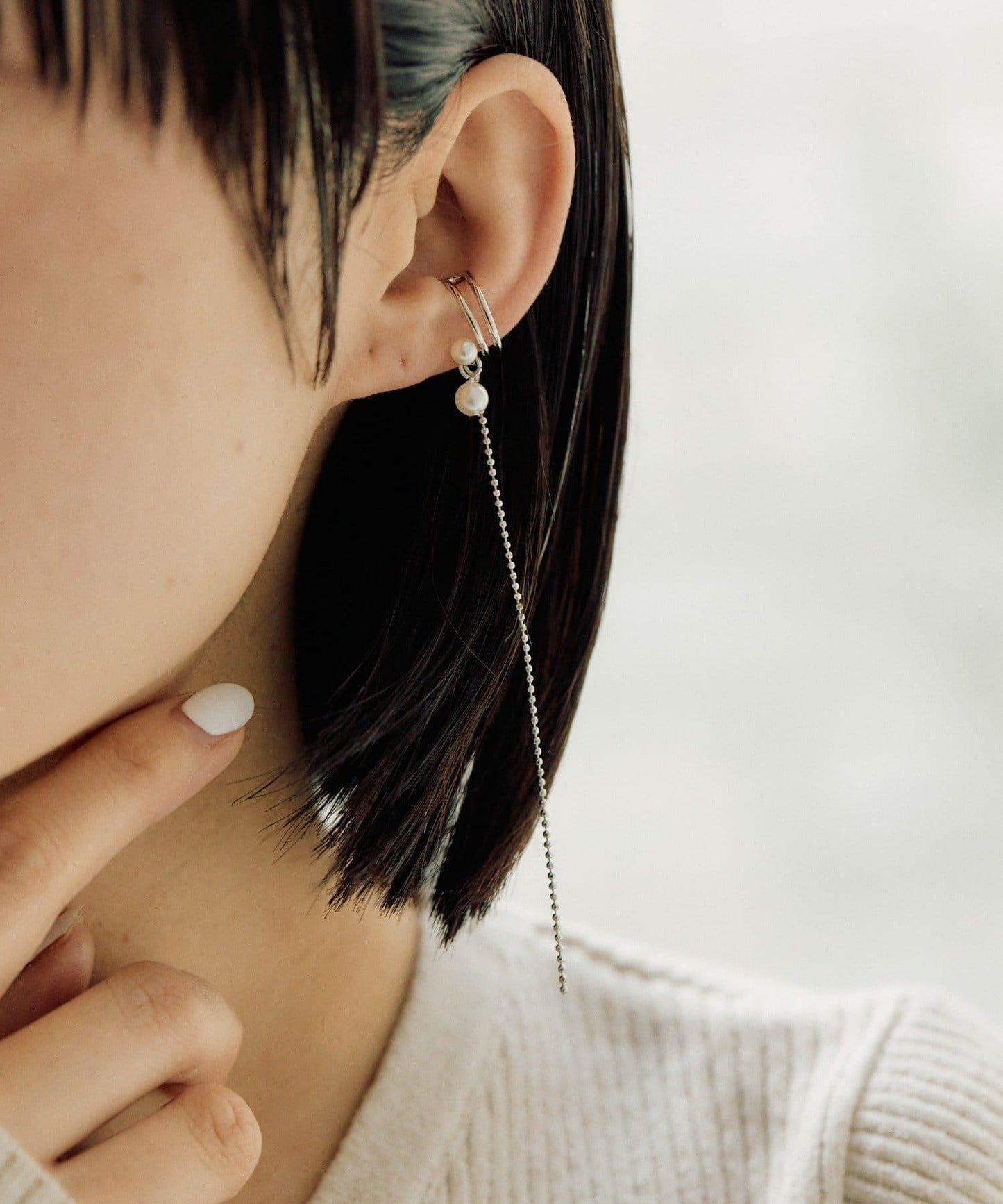球鏈珍珠設計耳扣