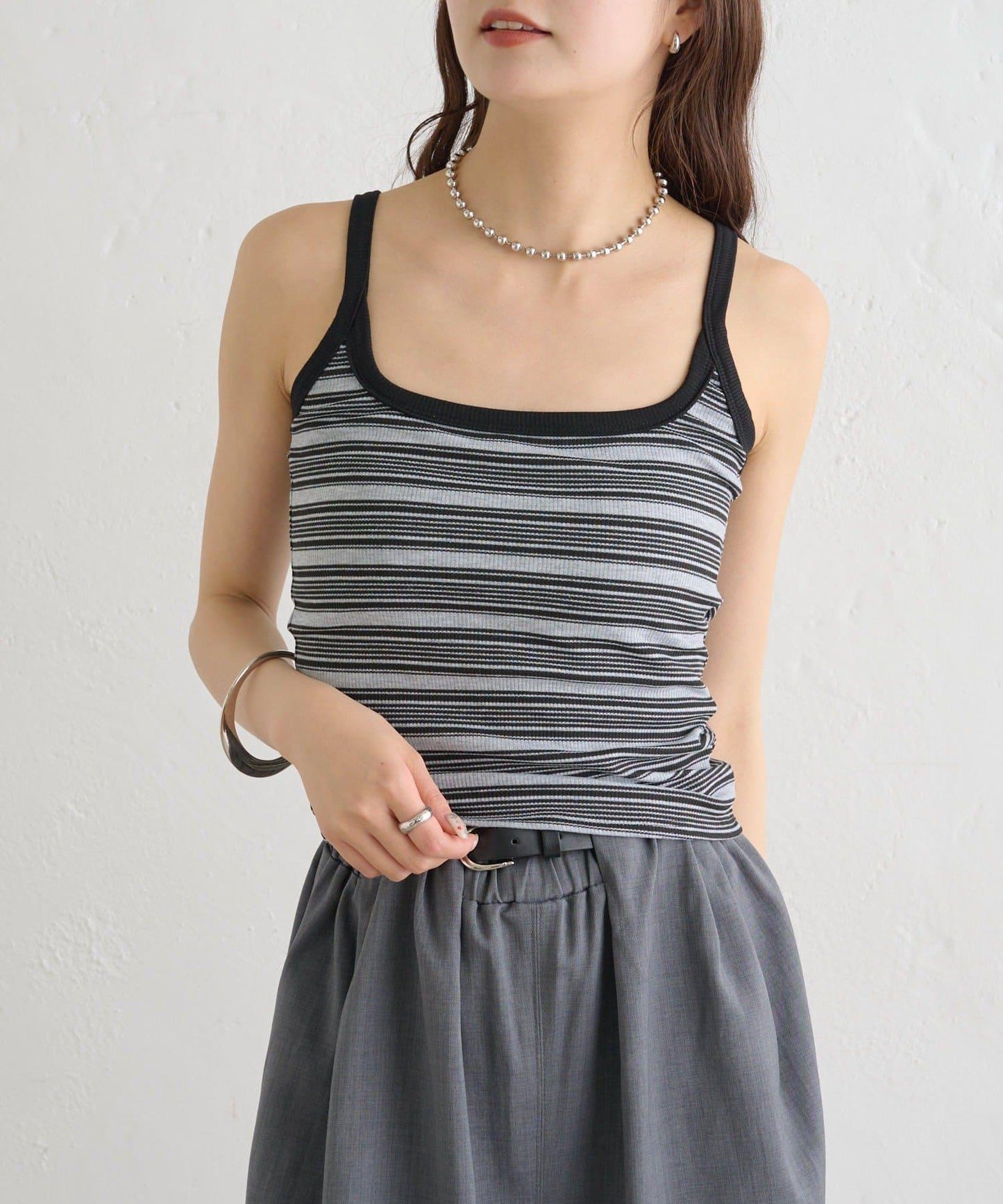 帶胸墊 多色條紋 吊帶背心