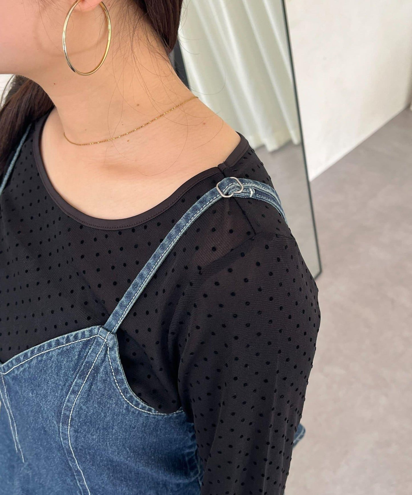 荷葉邊設計 牛仔連體褲