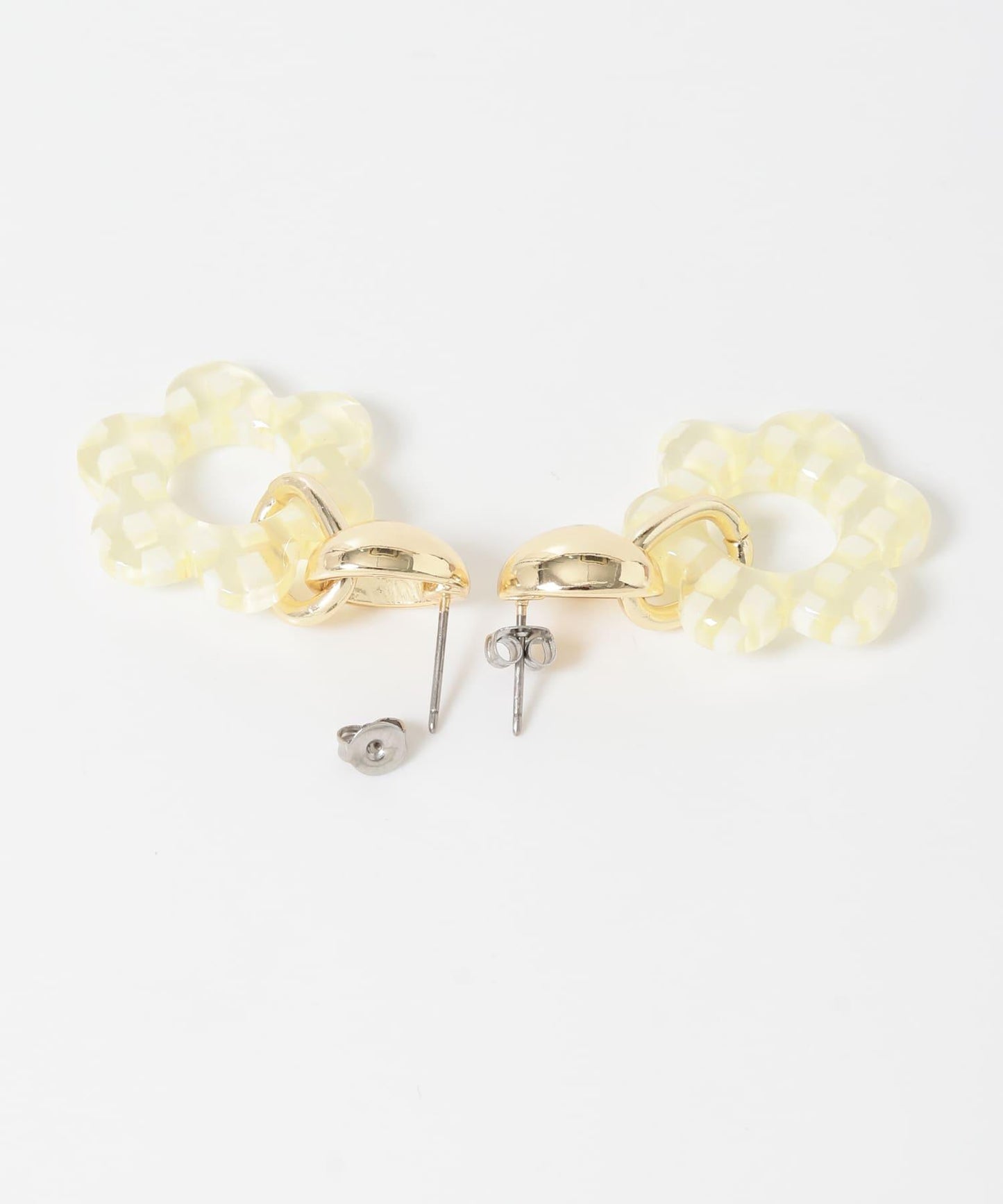 格紋花朵設計耳環