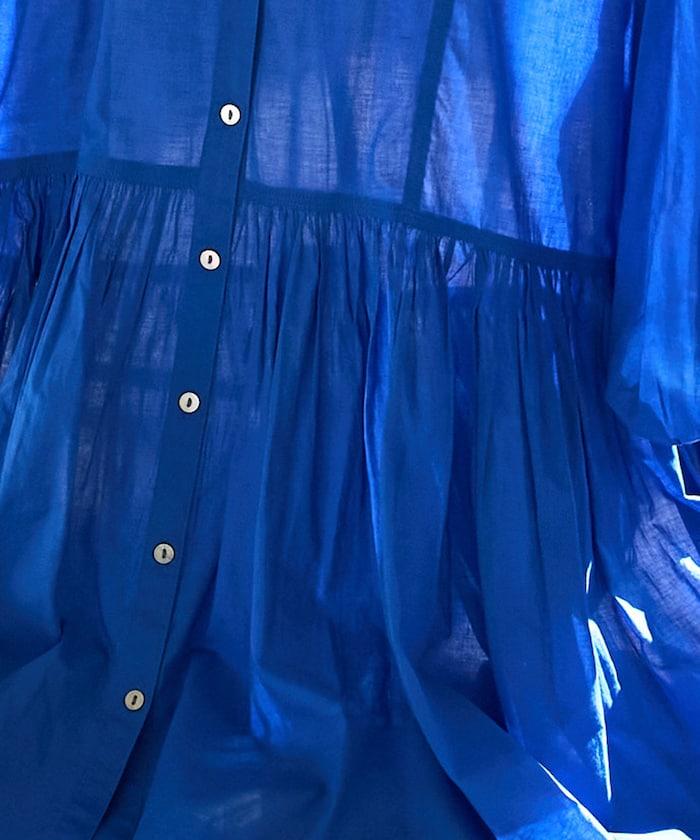 印度薄紗 Key領 長款襯衫