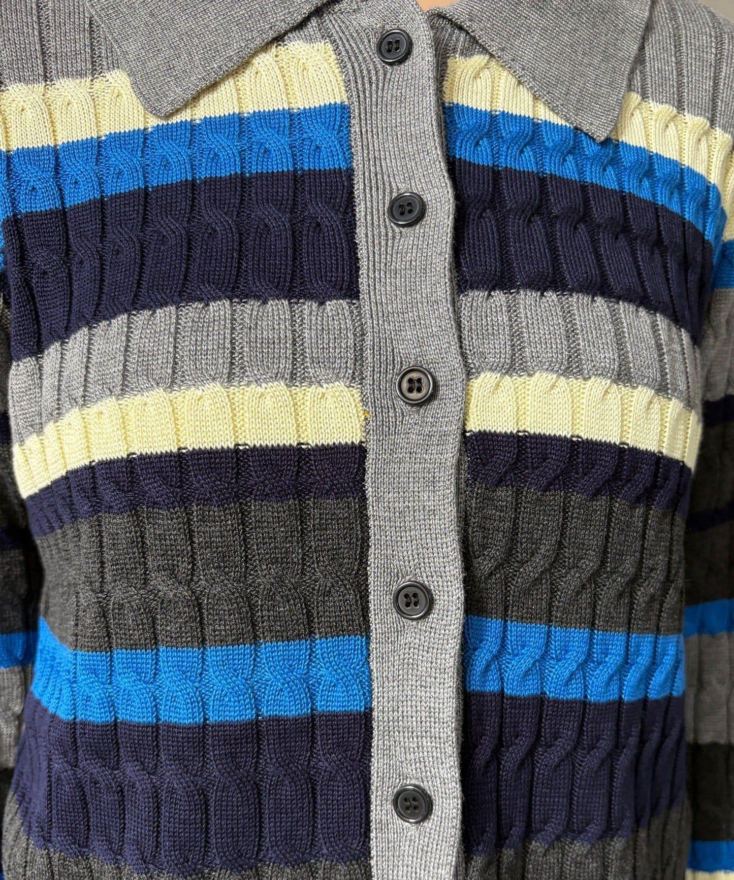 多色條紋針織Polo上衣