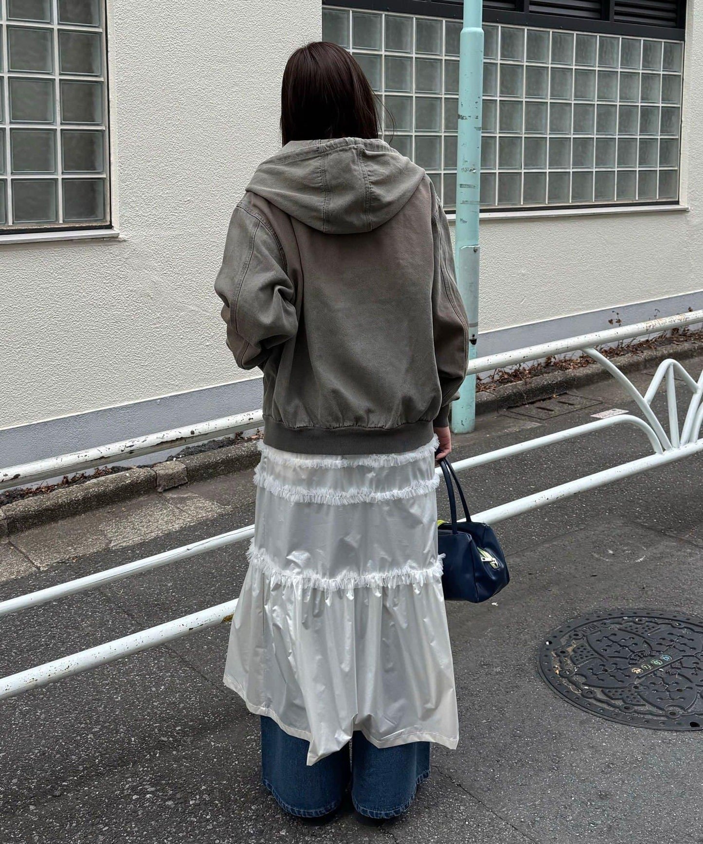 牛仔雙拉鍊連帽外套