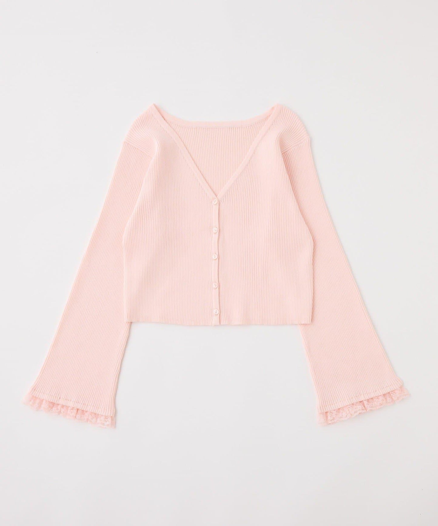 袖部蕾絲拼接 針織開衫