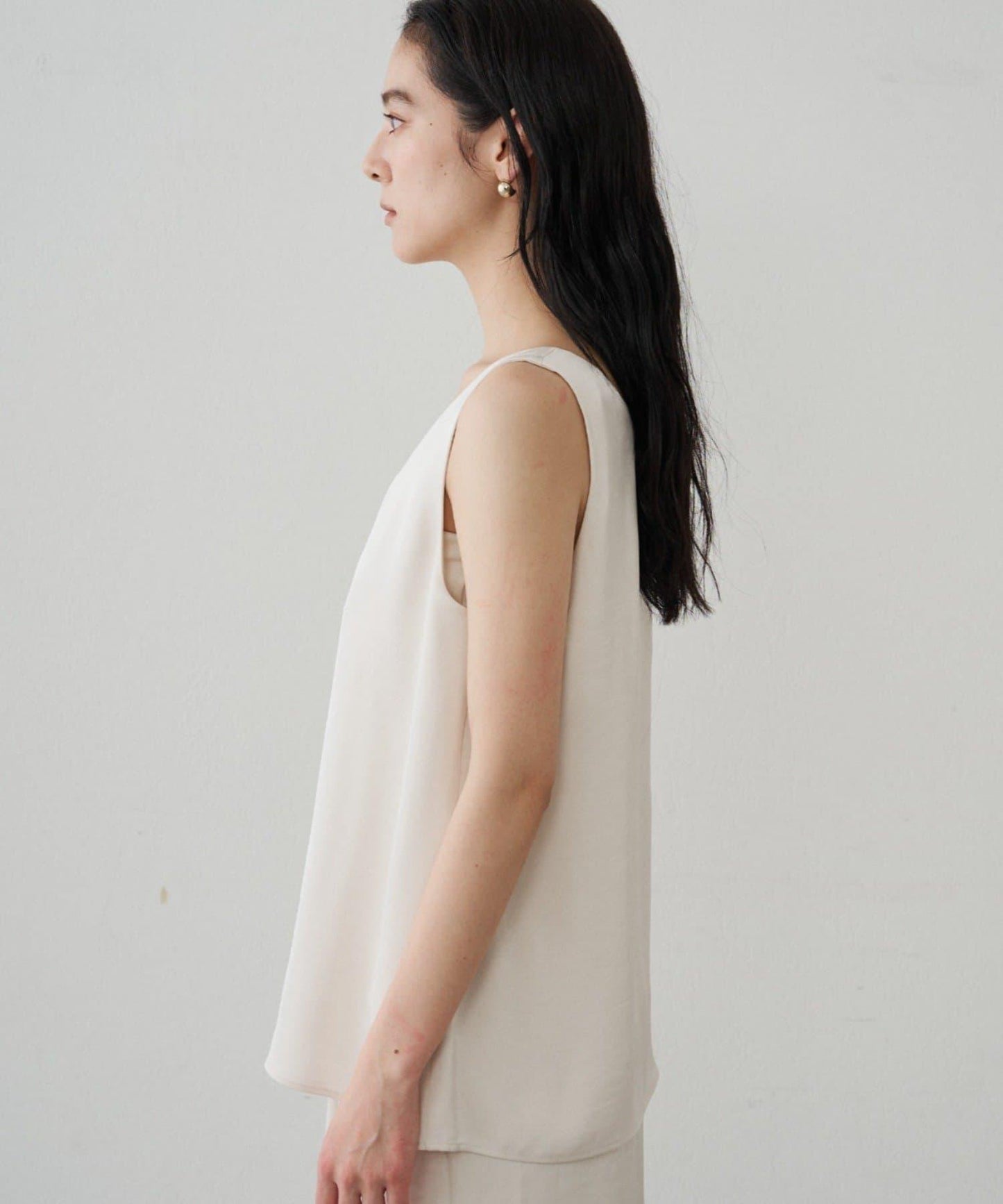 2WAY無袖緞面長款上衣