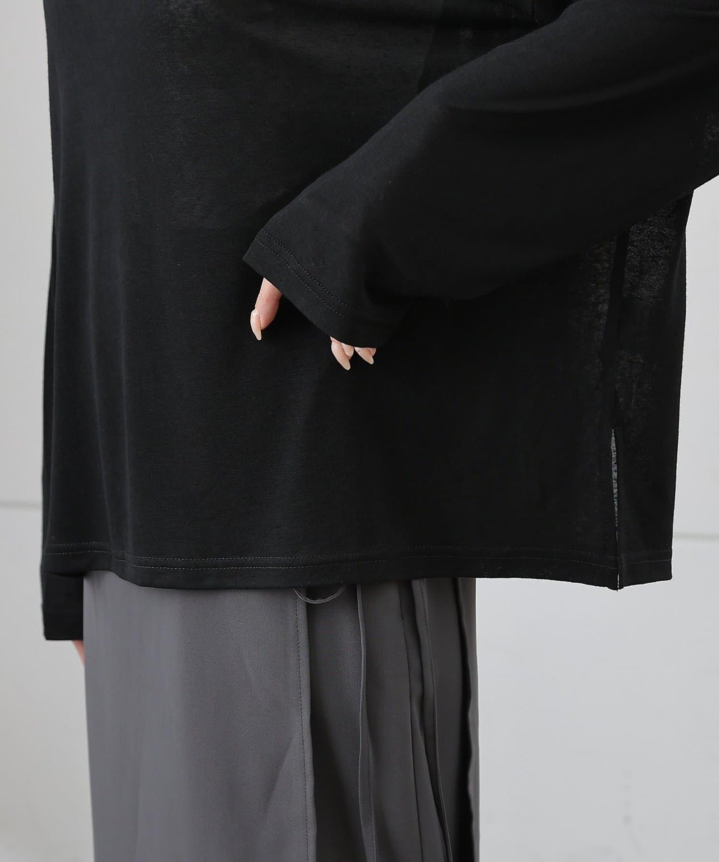 歐泊透紗平紋針織套頭上衣(網店限定)