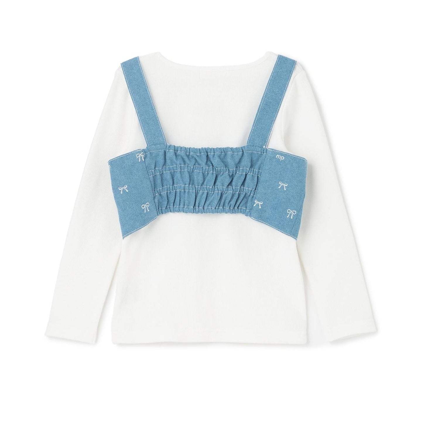 熱門商品補貨 直營店無售 蝴蝶結刺繡 束胸上衣+長袖T恤 套裝