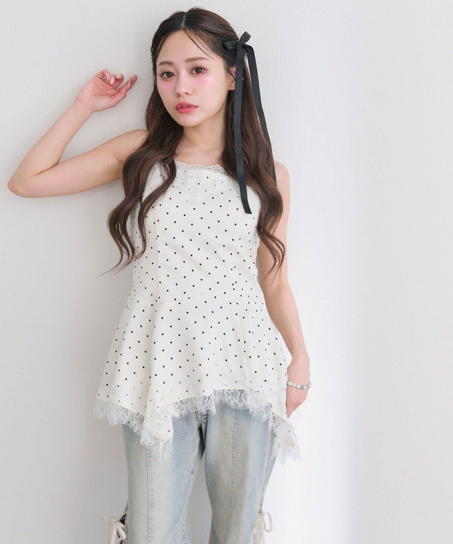 不對稱設計吊帶長款上衣