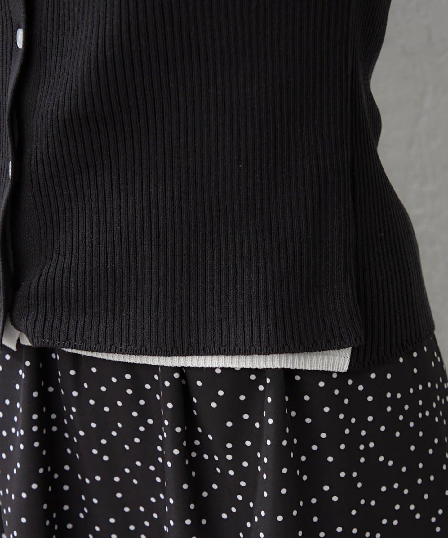 羅紋疊穿感拼色針織開衫