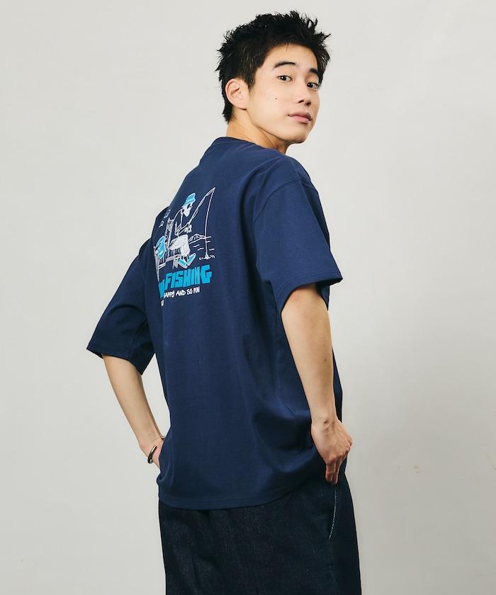 寬鬆版型 背部CHILL FISHING MAN印花 圓領T恤