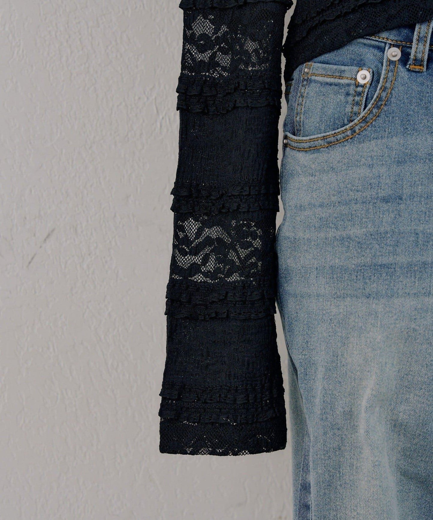 蕾絲雙拉鍊 連帽衛衣