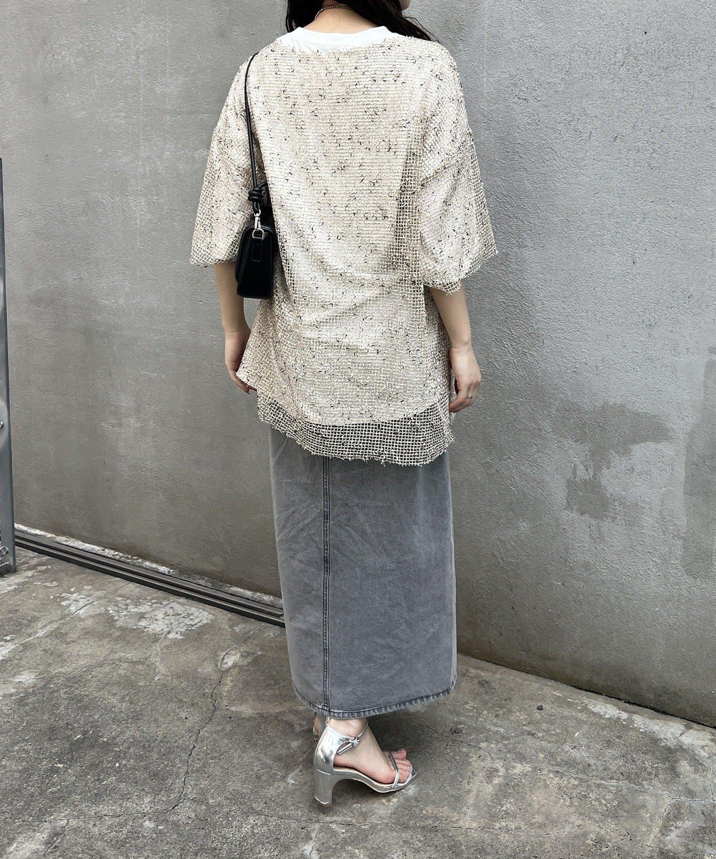 NUNIFE 混色網眼套頭上衣