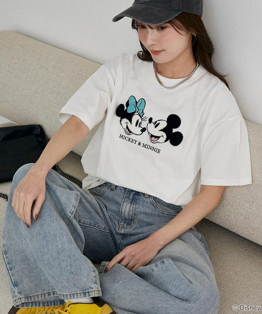 Mickey Mouse & Minnie Mouse(米老鼠和米妮) 相良刺繡 T恤