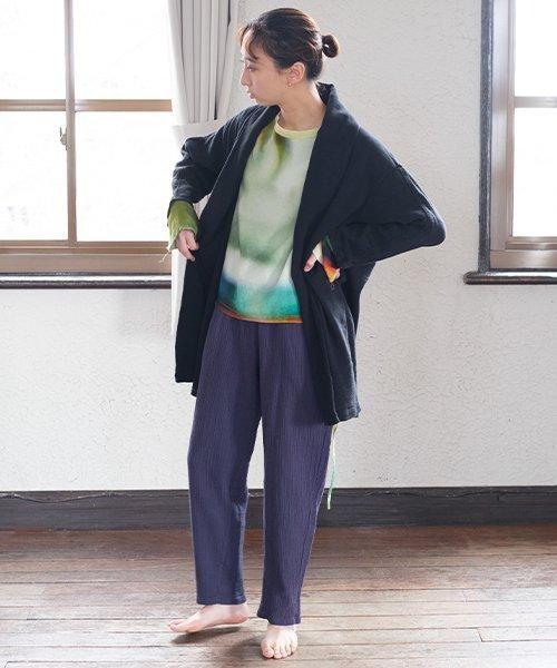 二重ガーゼ テーパードパンツ 濃藍色 | こいあいいろ / Fサイズなし