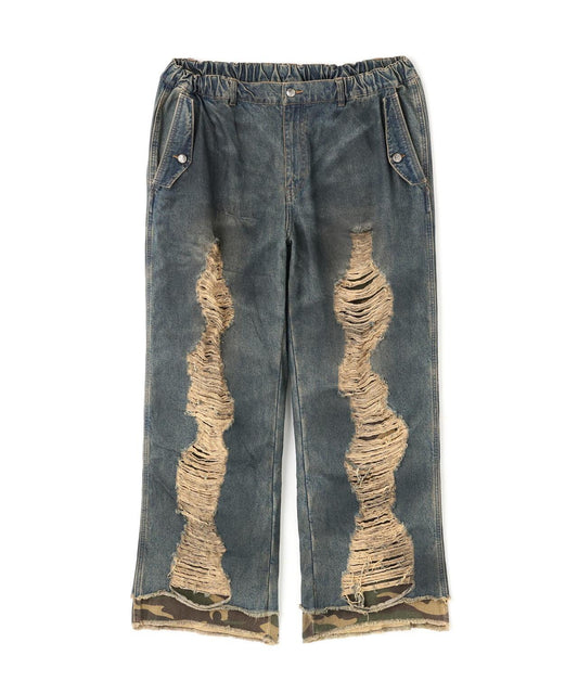 NOT4NERD CAMO LAYERED DESTROYED 牛仔褲
