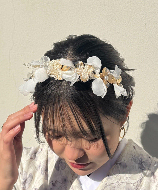 適合和裝與正式場合 蓬鬆花朵 髮箍