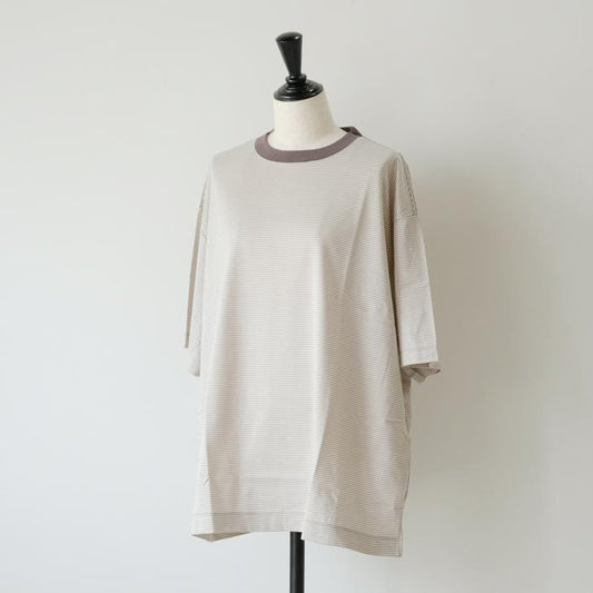 MANUAL ALPHABET (マニュアルアルファベット) | MINI BORDER WIDE TEE (mocha) | トップス ボーダー Tシャツ (ma-c-218)