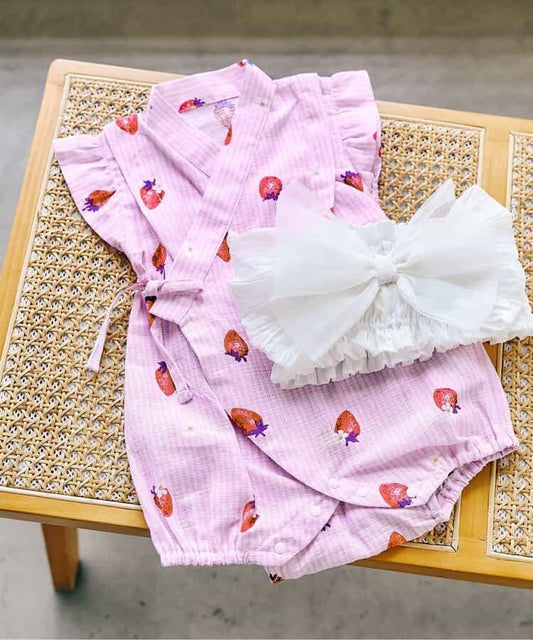 アプレ 和風BABY嬰兒甚平連體衣(含腰帶套裝)