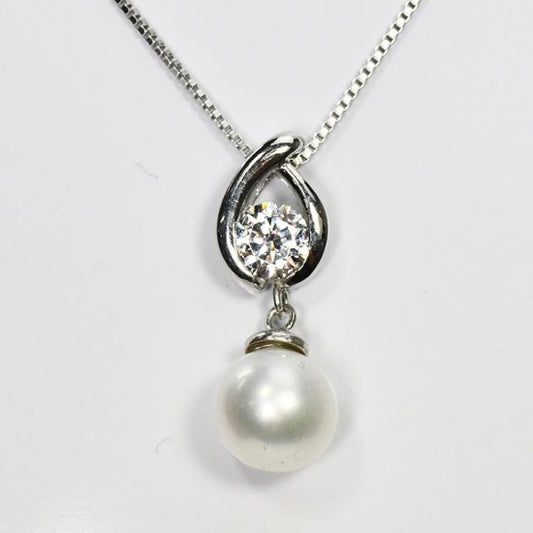 花珠真珠 7mm珠 ダイヤモンド0.3ct シンプル&パールネックレス アコヤ本真珠 (MSP-0042)
