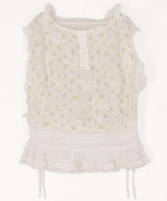 sheer flower vest blouse