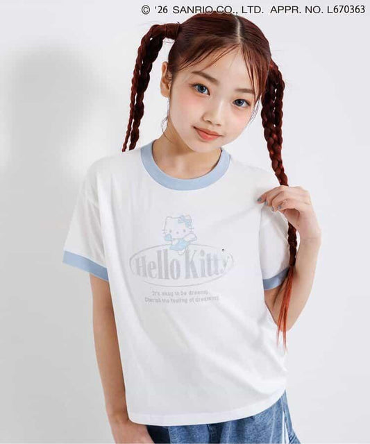Hello Kitty(Hello Kitty) 天使風撞色領印花T恤