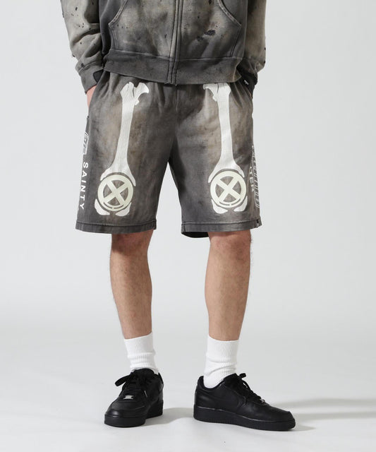 骨骼圖案 炭灰色 BH_CUT SEW SHORTS 短褲
