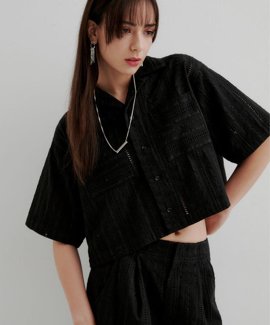 Schott×RUMBLE RED(合作款)原刺繡短袖開領襯衫