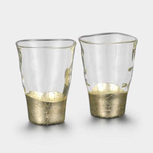 貫入紋 金澤金箔 香檳金 小口杯 玻璃杯2件套