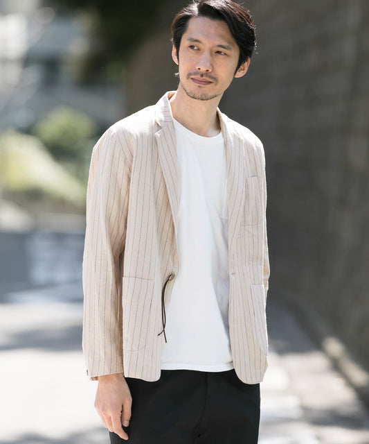 棉麻闊腿紐扣夾克∴