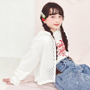 蕾絲設計連帽衛衣
