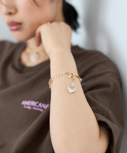 vintage glass heart bracelet BRT26P-40 復古愛心玻璃鏈條手鍊