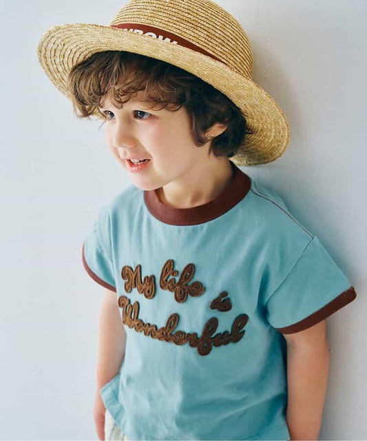 毛氈材質撞色 Ringer 風 LINK 設計短袖T恤
