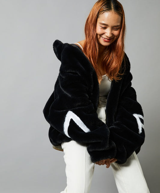 RVCA×FREAK'S STORE 聯名LOGO FUR JKT / 大號剪裁 RVCA 聯名 LOGO 仿毛夾克 / 環保仿毛夾克