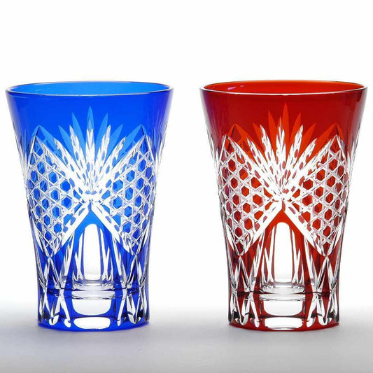 江戶切子 六角籠目紋 玻璃對杯